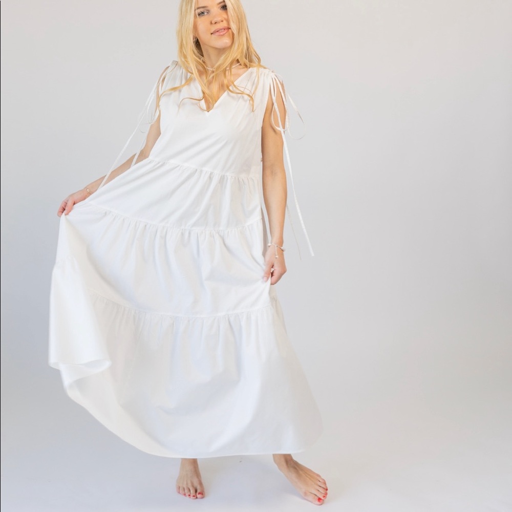 Cotton midi dress.Beach wear. White dress. Weekend dress.Sleeveless summer dress